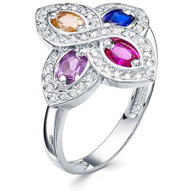 Кольцо с россыпью цветных и драгоценных камней из серебра (арт. 2054326)