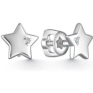 Серьги Звёзды с 2 бриллиантами из серебра (арт. 2055592)
