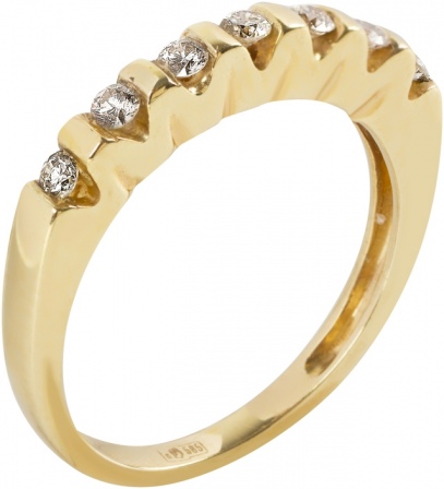 Кольцо с 7 бриллиантами из жёлтого золота (арт. 2080167)