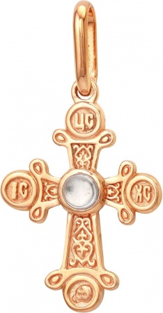 Крестик с 1 фианитом из красного золота (арт. 2113319)