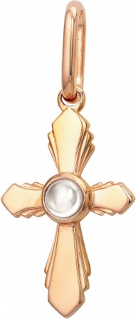 Крестик с 1 фианитом из красного золота (арт. 2113629)