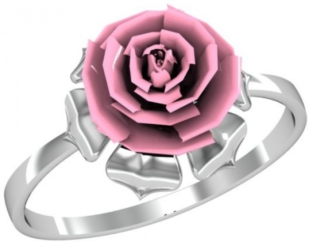 Кольцо Цветок с 1 кораллом из серебра (арт. 2123697)