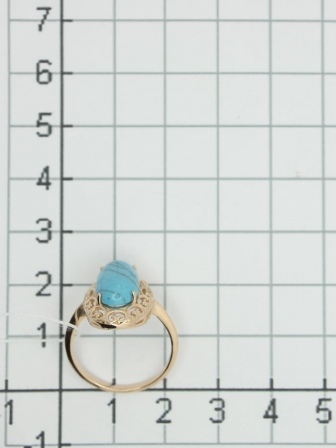 Кольцо с 1 бирюзой из серебра с позолотой (арт. 2126485)