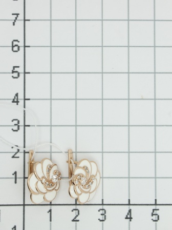 Серьги Цветы с 16 фианитами из серебра с позолотой (арт. 2128894)