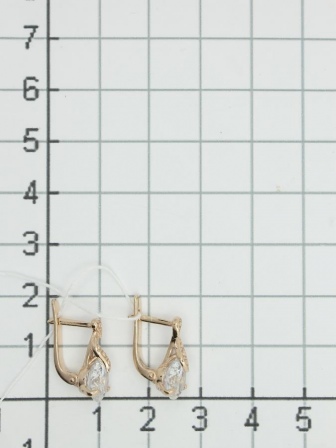Серьги с 2 фианитами из серебра с позолотой (арт. 2129292)