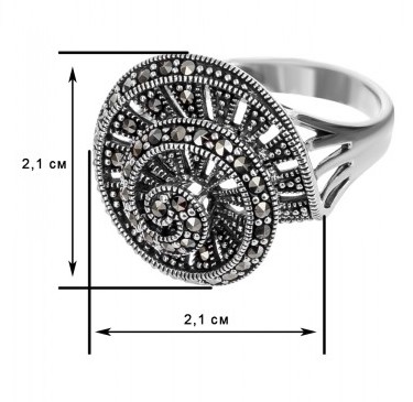 Кольцо с марказитами из серебра (арт. 2145324)