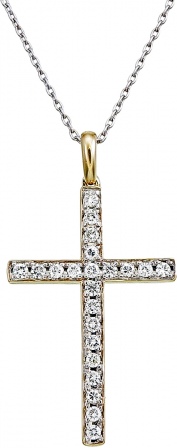 Крестик с 22 бриллиантами из жёлтого золота (арт. 2150149)
