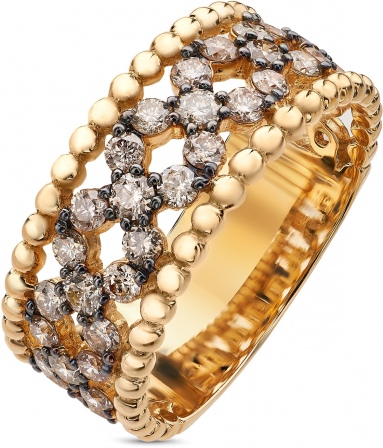 Кольцо с 40 бриллиантами из жёлтого золота (арт. 2150368)