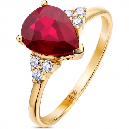 Кольцо с рубином и бриллиантами из жёлтого золота (арт. 2151704)