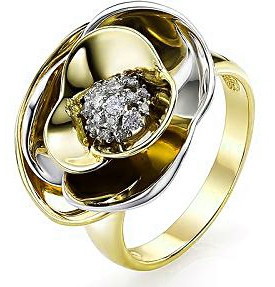 Кольцо Цветок с 17 бриллиантами из жёлтого золота (арт. 2160067)