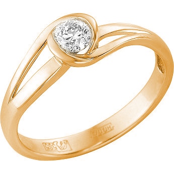 Кольцо с 1 бриллиантом из красного золота (арт. 2160169)