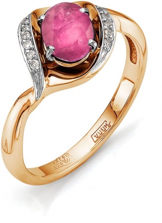 Кольцо с рубином и бриллиантами из красного золота (арт. 2161595)