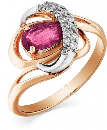 Кольцо с рубином и бриллиантами из красного золота (арт. 2161930)