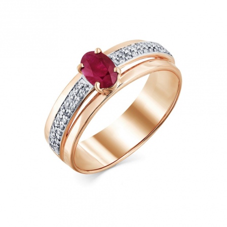 Кольцо с рубином и бриллиантами из красного золота (арт. 2162064)