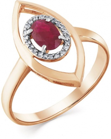 Кольцо с рубином и бриллиантами из красного золота (арт. 2162104)