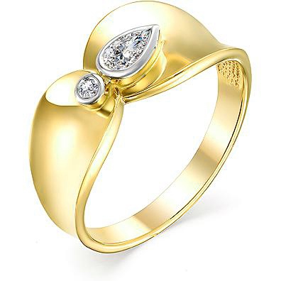 Кольцо с 2 бриллиантами из жёлтого золота (арт. 2162644)
