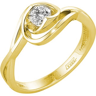 Кольцо с 1 бриллиантом из жёлтого золота (арт. 2162767)