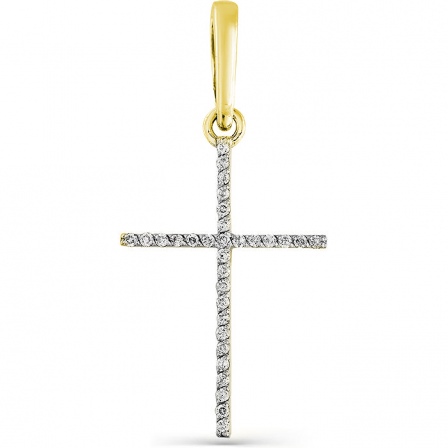 Крестик с 31 бриллиантом из жёлтого золота (арт. 2163082)