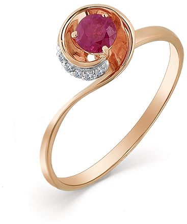 Кольцо с рубином и бриллиантами из красного золота (арт. 2163777)