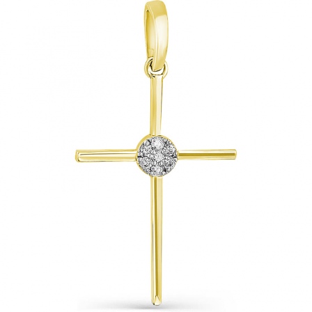 Крестик с 7 бриллиантами из жёлтого золота (арт. 2163942)