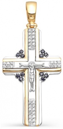 Крестик с изумрудами и бриллиантами из красного золота (арт. 2163959)