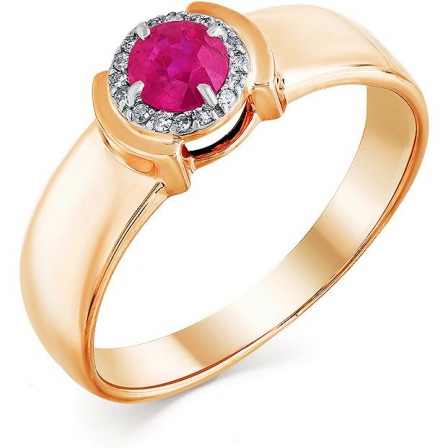 Кольцо с рубином и бриллиантами из красного золота (арт. 2167219)