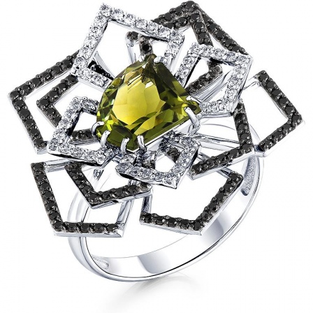Кольцо Цветок с турмалином и бриллиантами из белого золота (арт. 2167461)
