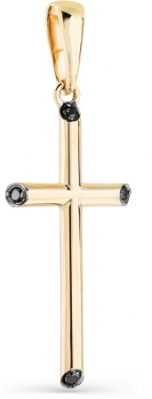 Крестик с 4 бриллиантами из жёлтого золота (арт. 2167994)