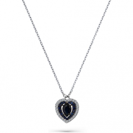 Колье Сердце с сапфирами и бриллиантами из белого золота (арт. 2169536)