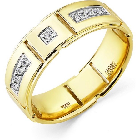 Кольцо с 9 бриллиантами из жёлтого золота (арт. 2169580)