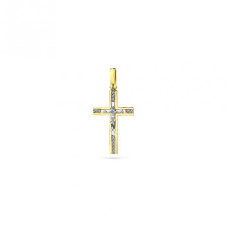 Крестик с 12 бриллиантами из комбинированного золота (арт. 2169839)
