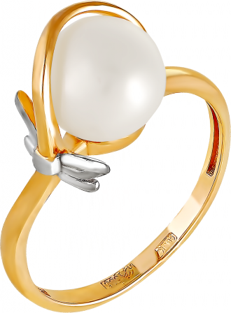 Кольцо с 1 жемчугом из красного золота (арт. 2170574)