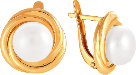 Серьги с 2 жемчугом из красного золота (арт. 2171310)