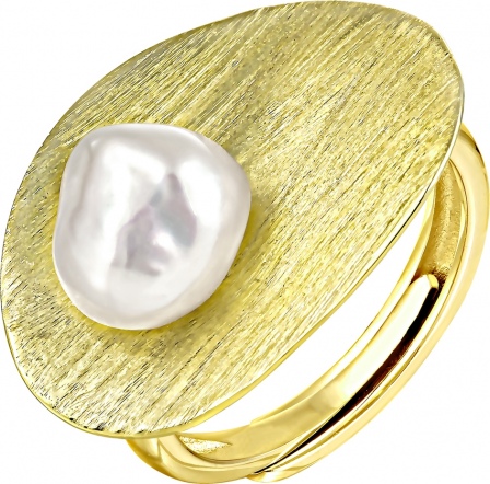 Кольцо с 1 жемчугом из серебра с позолотой (арт. 2172607)