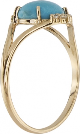 Кольцо с бирюзой и фианитами из красного золота (арт. 2180367)