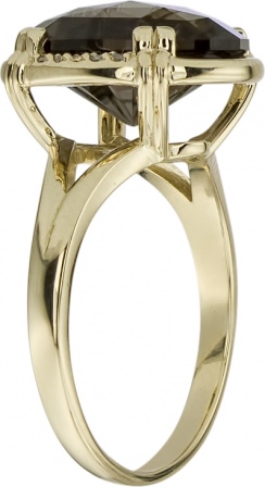Кольцо с бриллиантами и раухтопазом из жёлтого золота (арт. 2180440)