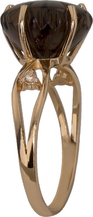 Кольцо Цветок с раухтопазом и фианитами из красного золота (арт. 2182021)