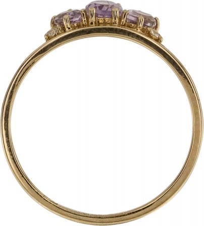 Кольцо с аметистами и фианитами из красного золота (арт. 2182185)