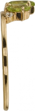 Кольцо с хризолитами и фианитами из красного золота (арт. 2182188)