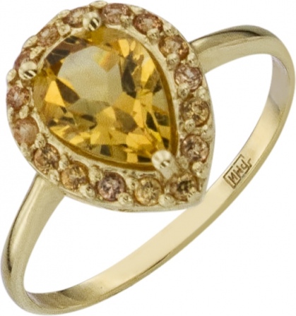 Кольцо с цитрином и сапфирами из жёлтого золота (арт. 2182884)