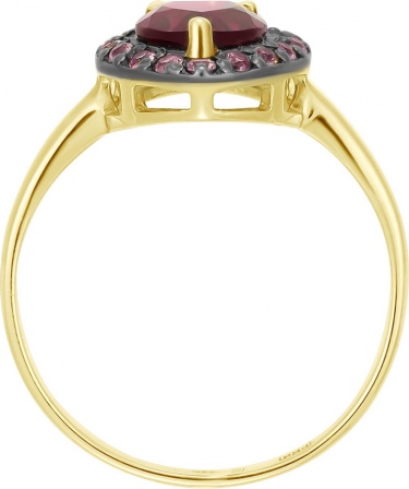 Кольцо с родолитом и сапфирами из жёлтого золота (арт. 2183060)