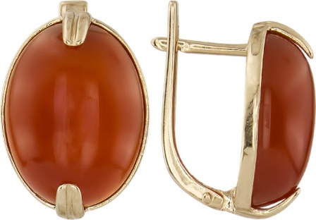 Серьги с 2 сердоликами из красного золота (арт. 2183217)