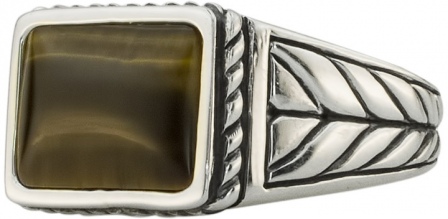 Кольцо с 1 тигровым глазом из серебра (арт. 2183489)