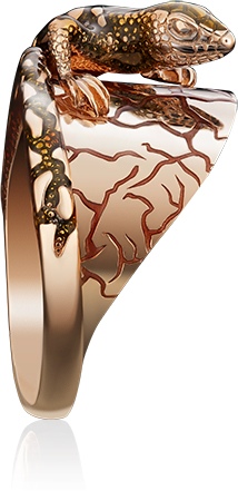 Кольцо Ящерица с эмалью из красного золота (арт. 2210148)
