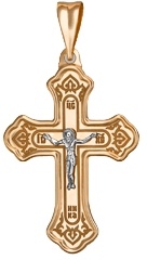 Крестик из комбинированного золота (арт. 2213664)