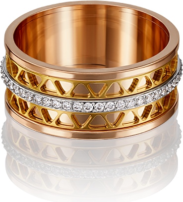 Кольцо с фианитами из комбинированного золота (арт. 2214376)