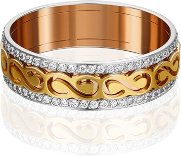 Кольцо с фианитами из комбинированного золота (арт. 2214378)