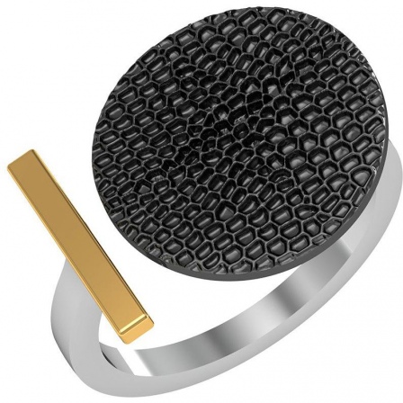 Кольцо из чернёного серебра с позолотой (арт. 2242537)