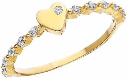 Кольцо Сердце с фианитами из комбинированного золота (арт. 2250263)
