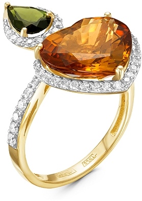 Кольцо с турмалинами и бриллиантами из жёлтого золота (арт. 2260025)